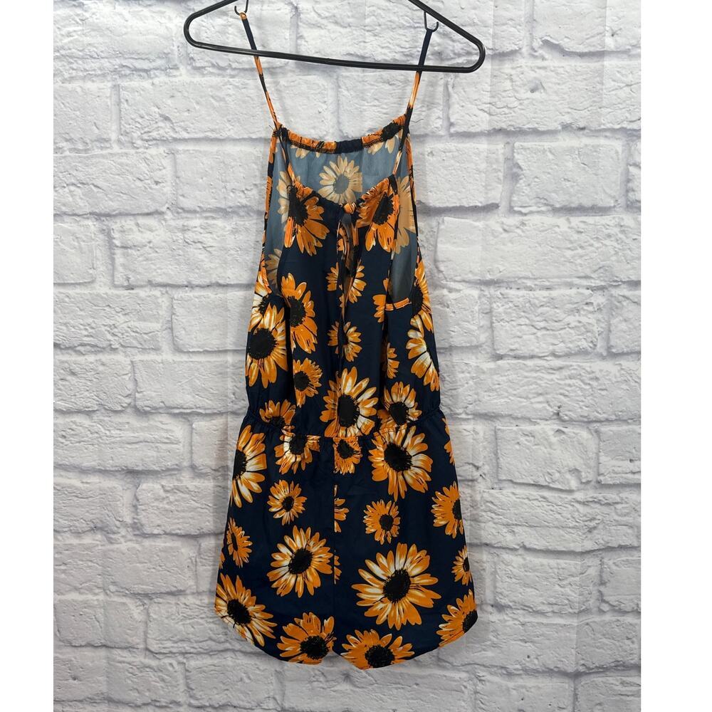 Shein Navy sunflower Romper Medium